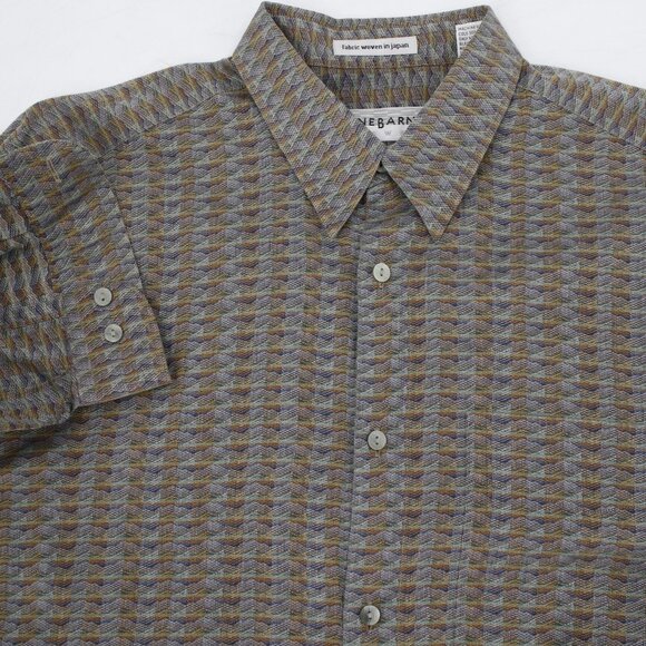 VTG Jhane barnes shirt Mens medium long sleeve japanese fabric geometric pattern - Picture 1 of 10